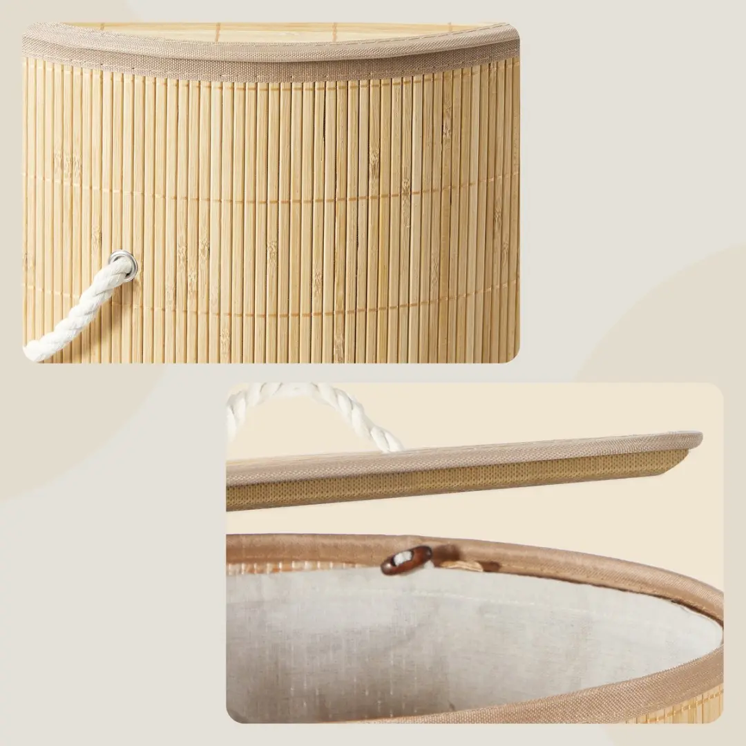 Songmics LCB078YZ01 Wasmand met Deksel - 90L - Bamboe