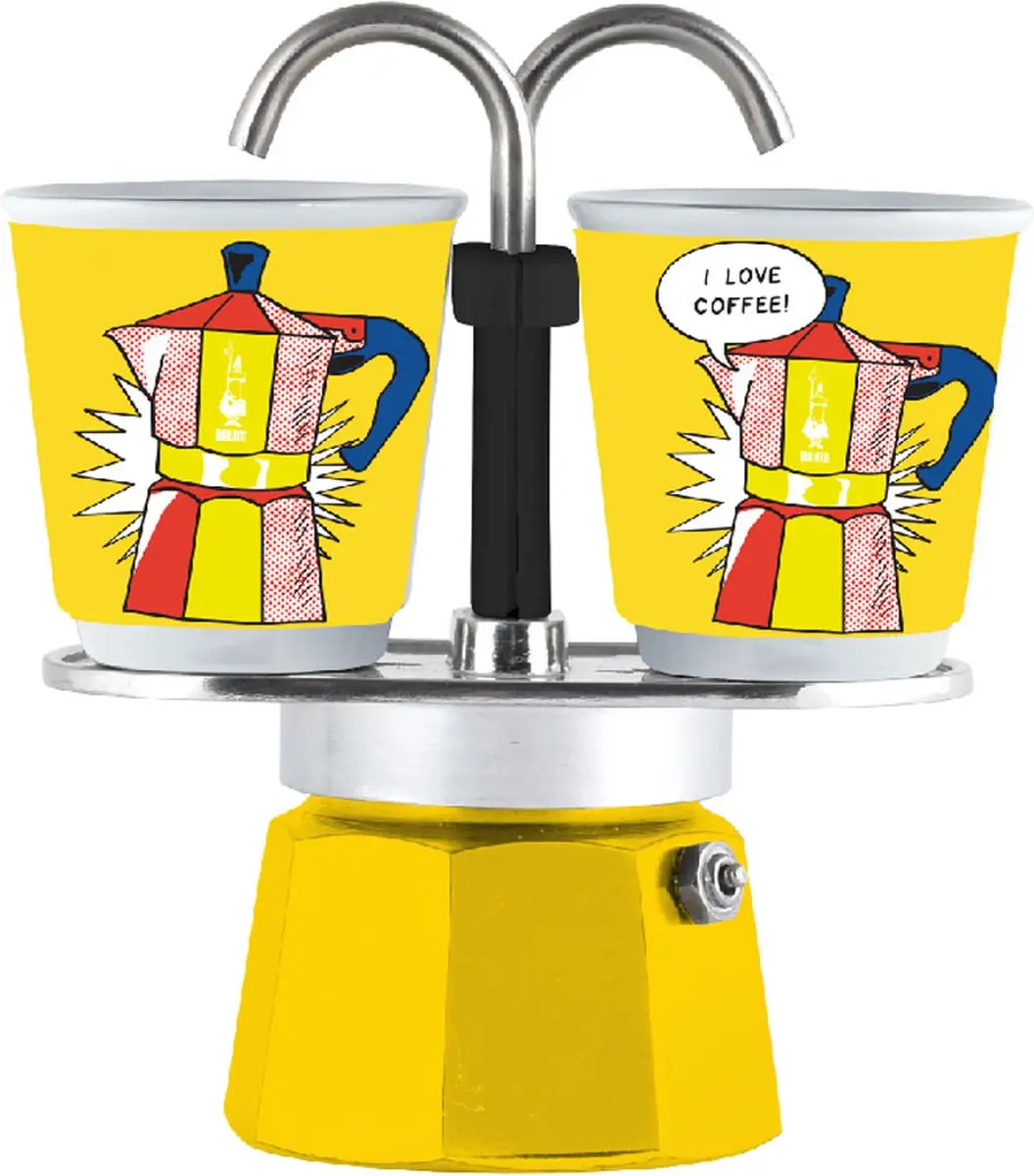 Bialetti Mini Express Lichtenstein - 2 Kopjes - Geel - 90ml