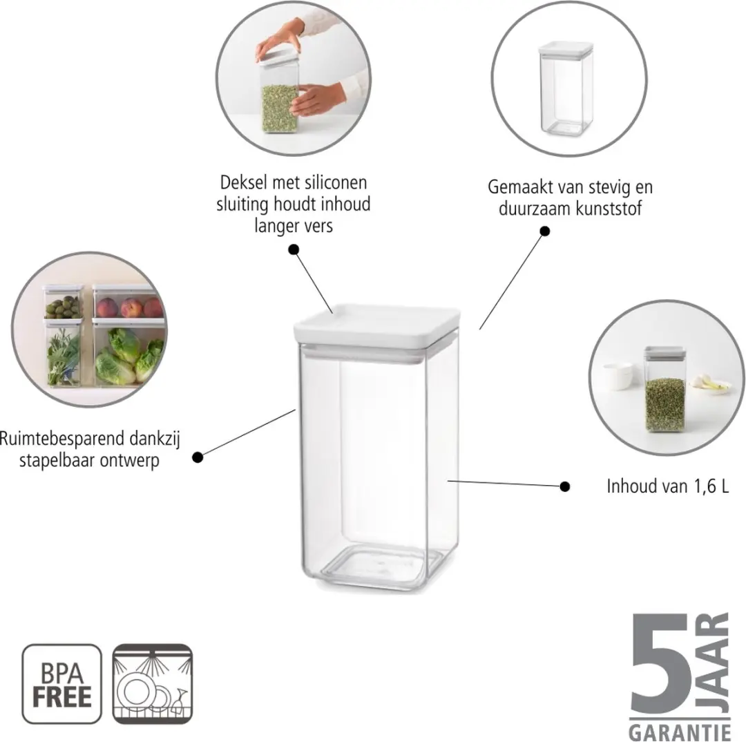 Brabantia Tasty+ Voorraadbus 1,6L - Light Grey