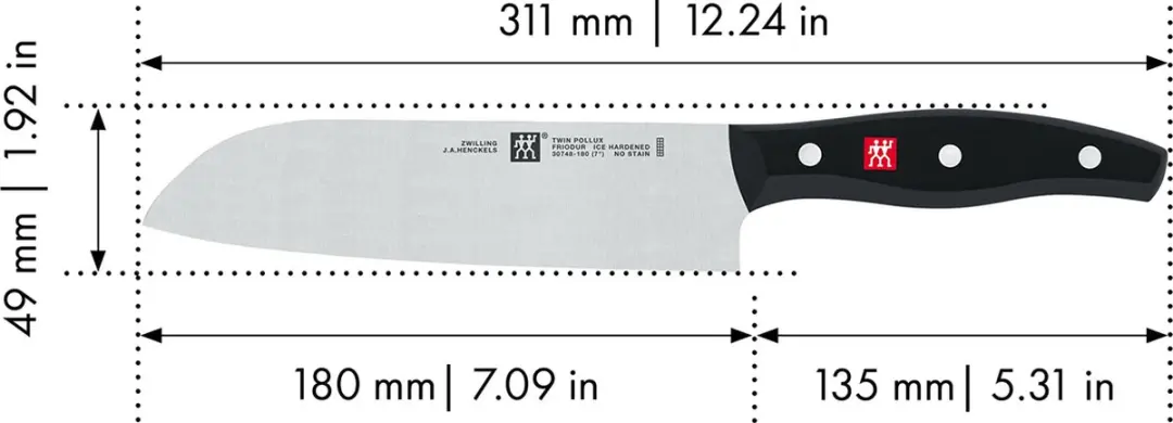 Zwilling Pollux Santokumes 180mm - Inox/Zwart