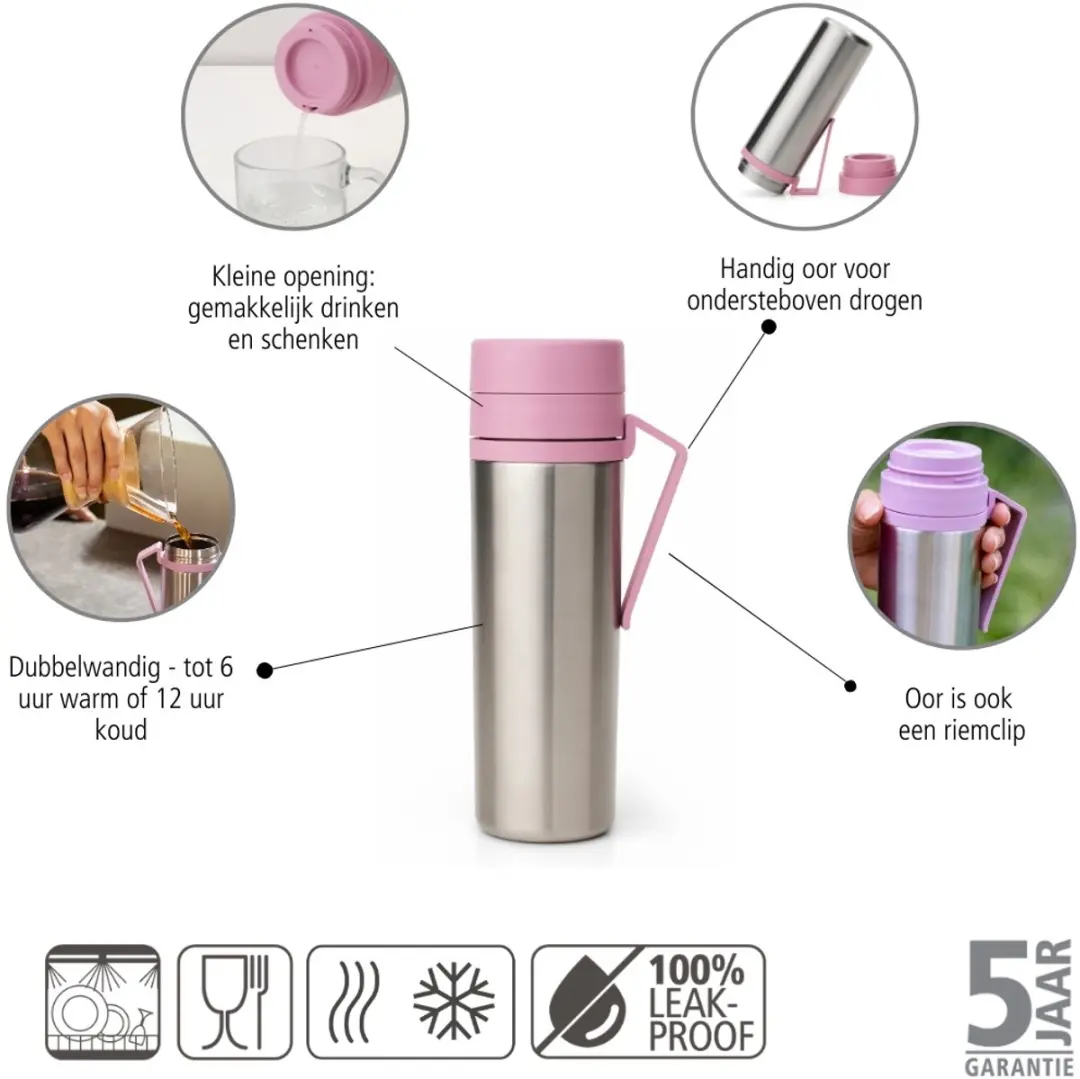 Brabantia Make & Take Thermosfles 500ml - Lilac Pink