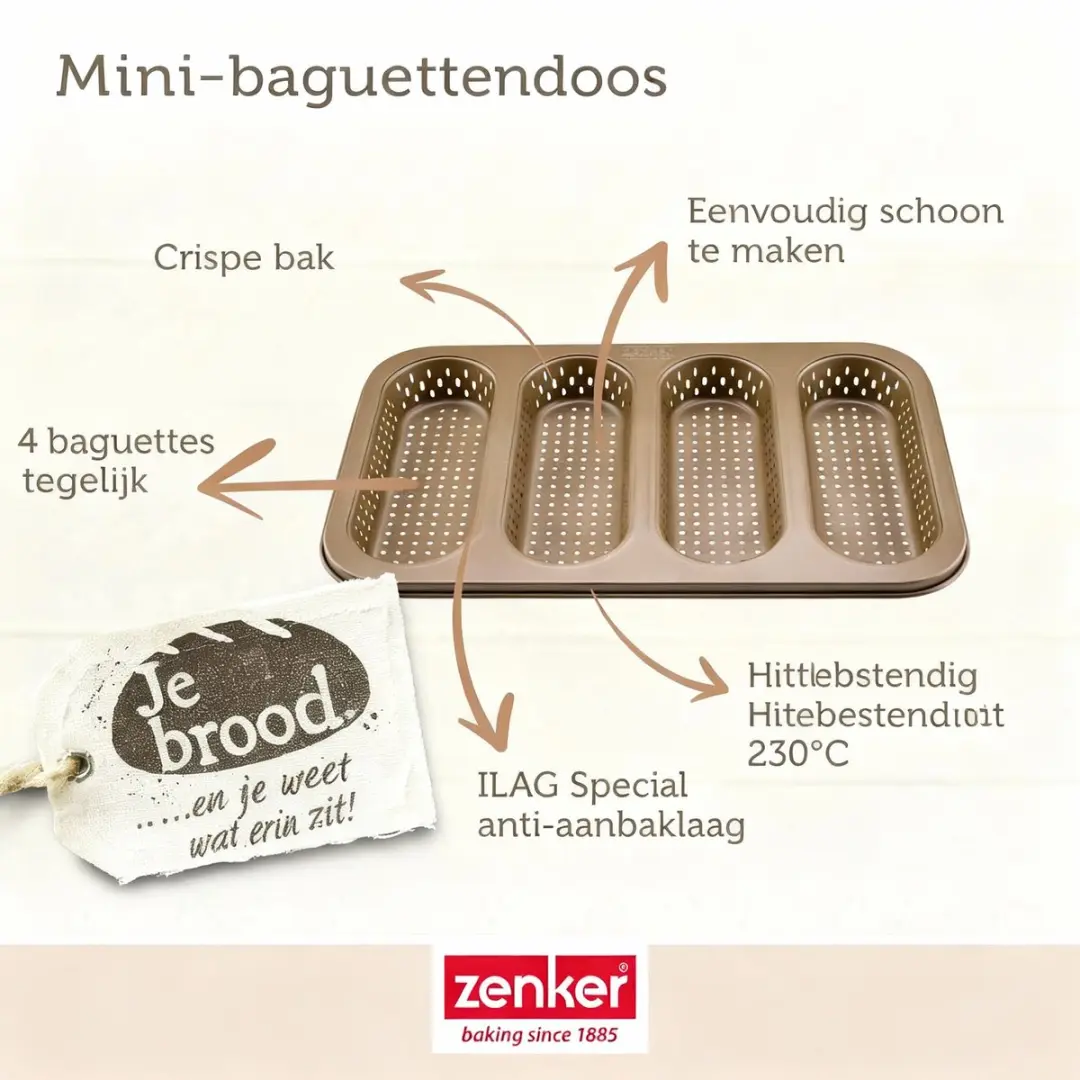Zenker Mini Baguettebakset 33x22cm - Goud