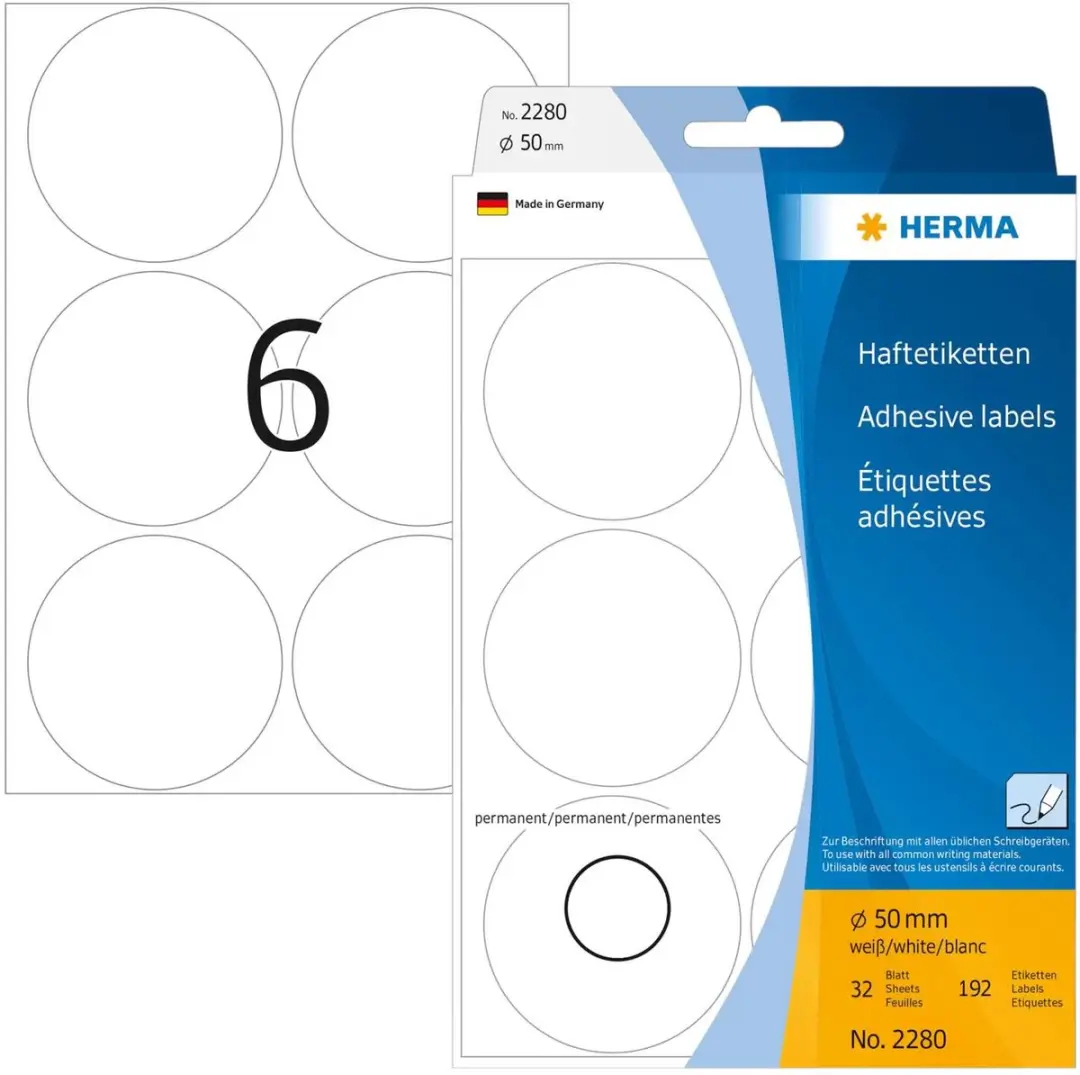 Herma Weckpot Stickers Wit - 192 Stuks - Ø50mm