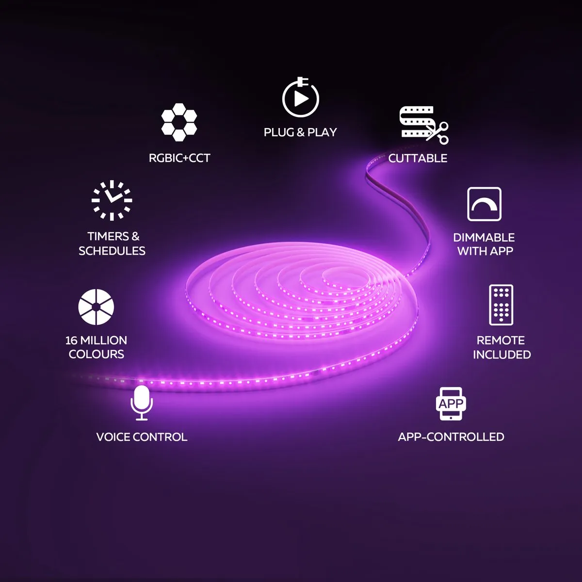 Calex Smart LED Strip RGBIC+CCT 30M - Wifi Muzieksync 1400 Lumen