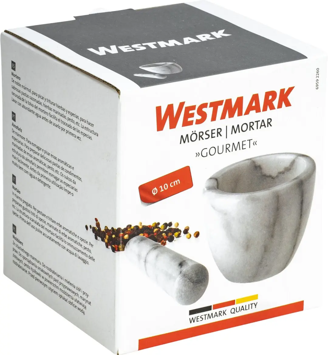 Westmark Marmeren Vijzel met Stamper 7,5cm - Wit/Grijs - afbeelding 6 van 6