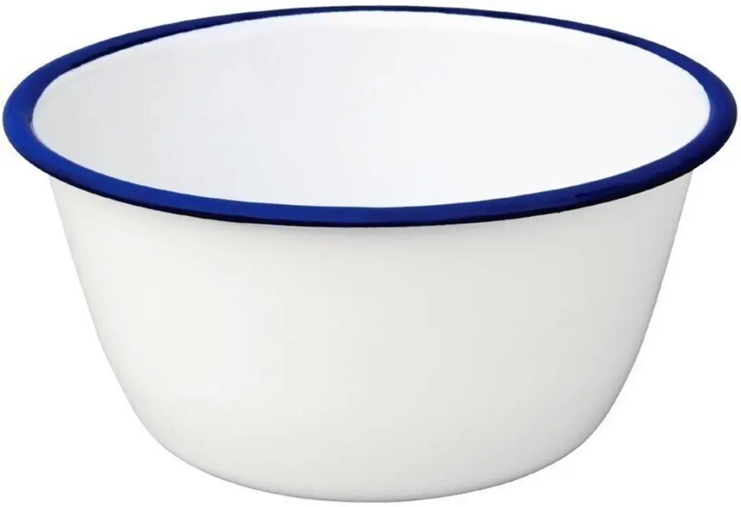 Olympia Emaille Puddingschaaltje 15.5cm - Blauw/Wit - 6 Stuks