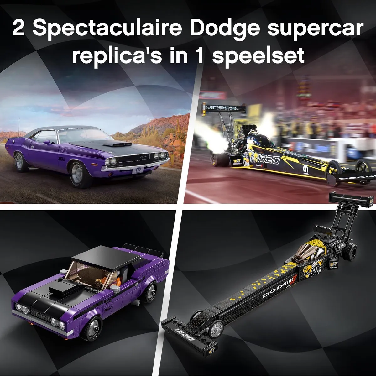 LEGO Speed Champions Mopar Dodge//SRT Top Fuel Dragster & Challenger 76904 - afbeelding 6 van 6