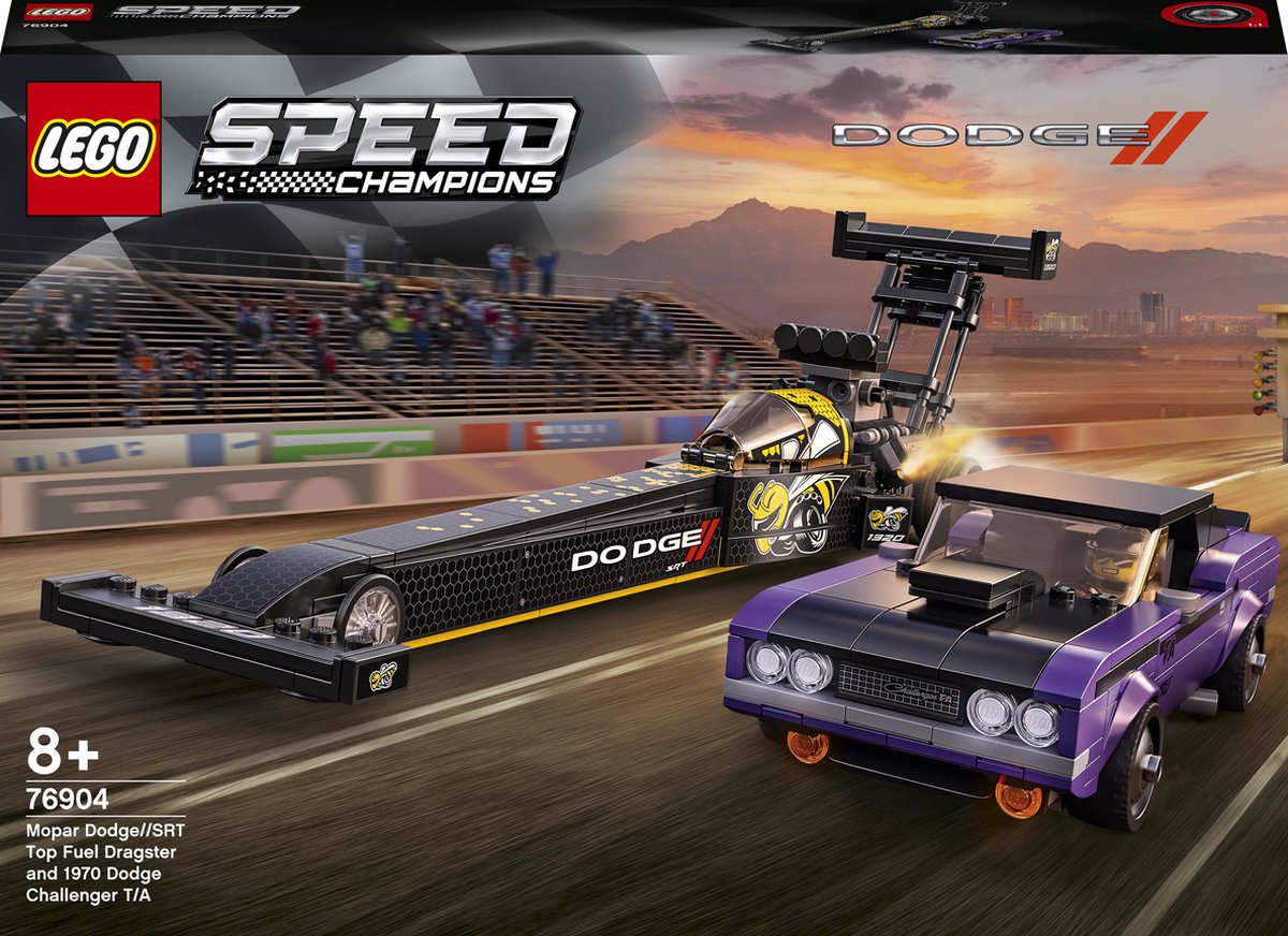 LEGO Speed Champions Mopar Dodge//SRT Top Fuel Dragster en 1970 Dodge Challenger T/A - 76904