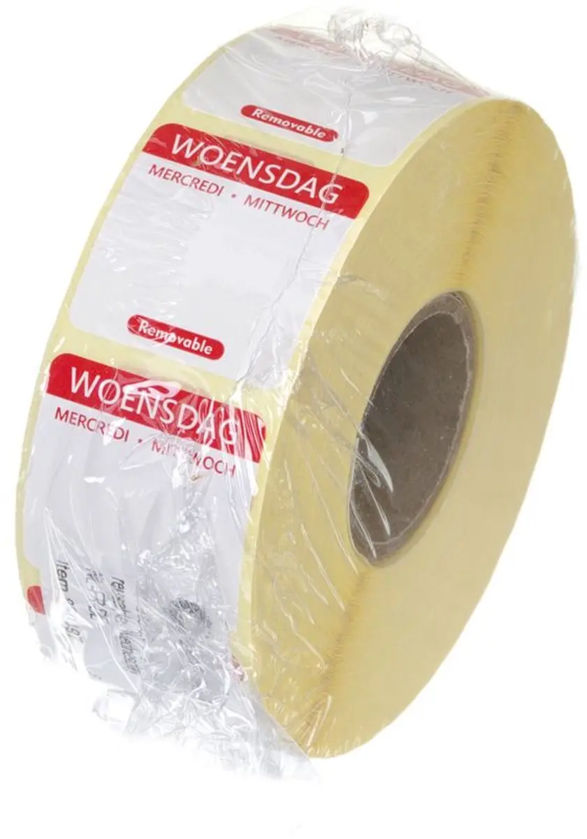 Hendi Herbruikbare Dagstickers Woensdag Rood 25x25mm - 1000 Stuks