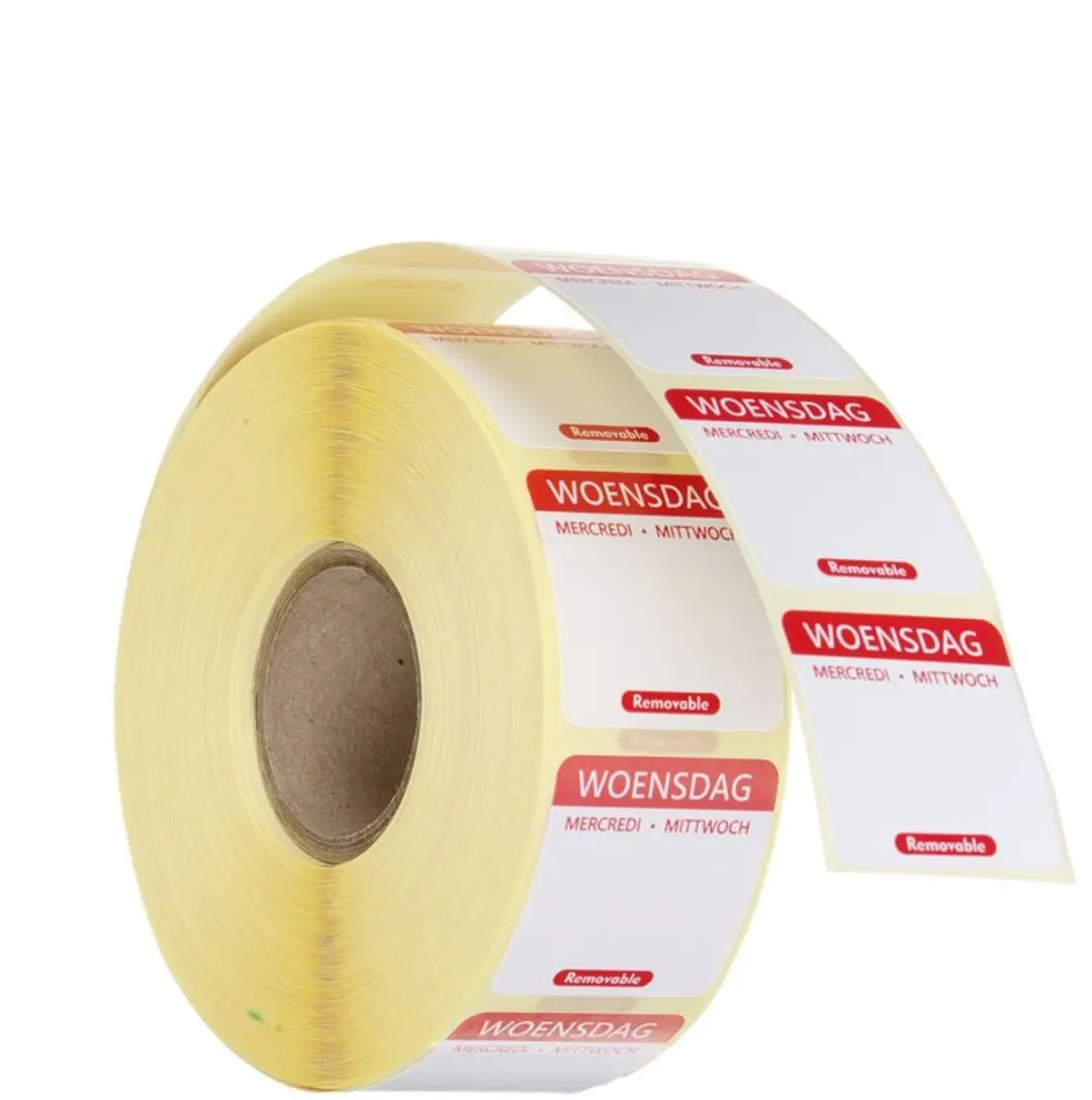 Hendi Herbruikbare Dagstickers Woensdag Rood 25x25mm - 1000 Stuks