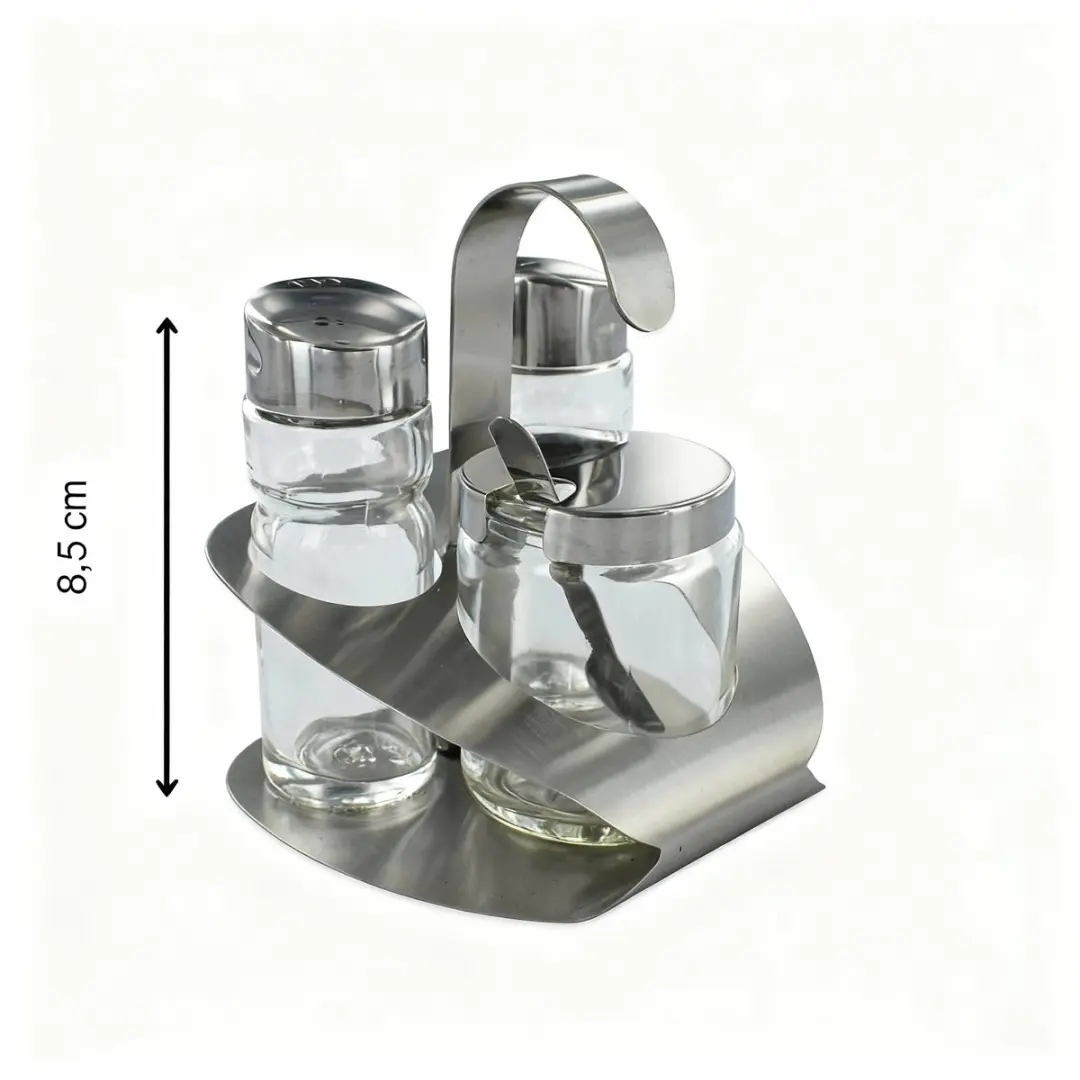 Fackelmann Mosterd-Peper-Zoutset 46652 - Roestvrij staal/Transparant