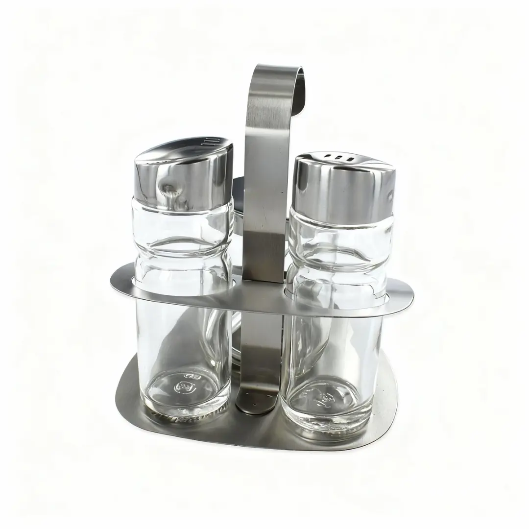 Fackelmann Mosterd-Peper-Zoutset 46652 - Roestvrij staal/Transparant