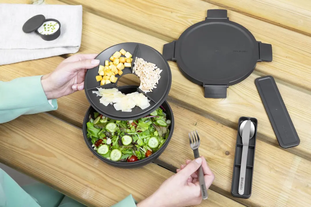 Brabantia Make & Take Salade Lunchbox 1,3L - 4-delig - Dark Grey - afbeelding 6 van 6