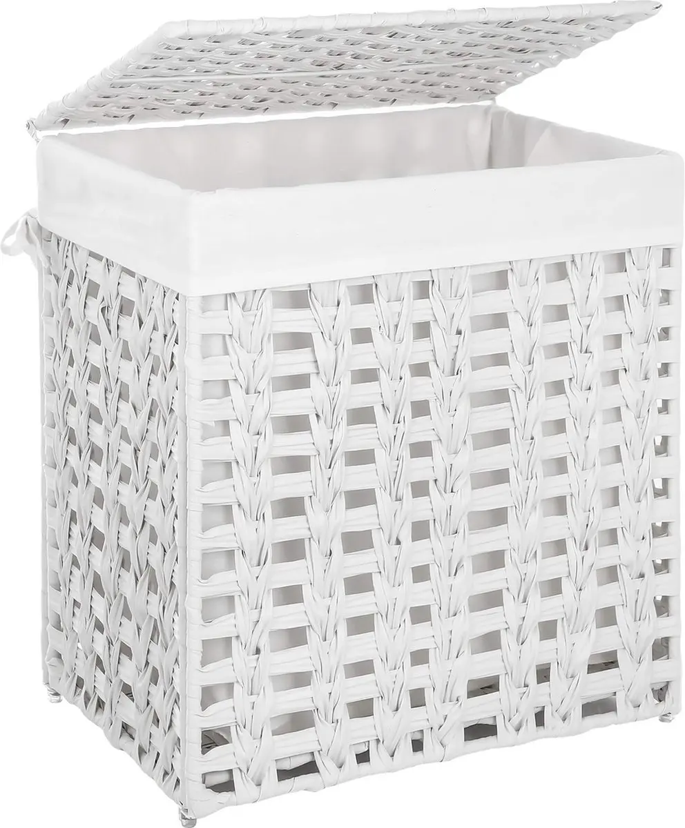 Songmics Handgeweven Wasmand met Deksel LCB050W01