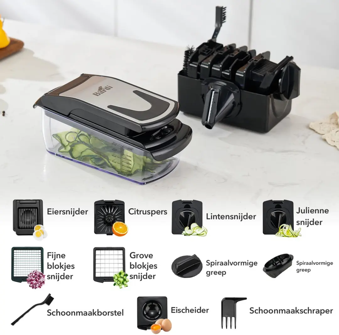 Bardi Mandoline Groentesnijder 11-in-1 - Zwart