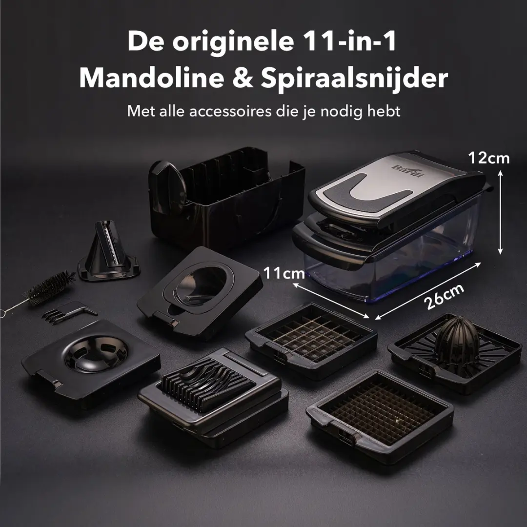 Bardi Mandoline Groentesnijder 11-in-1 - Zwart