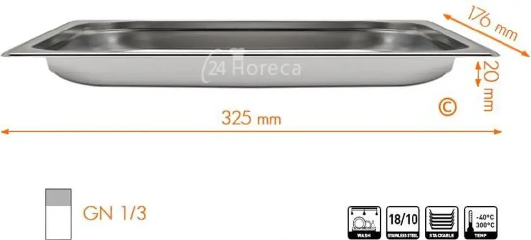 HENDI Gastronormbak 0,8L RVS - 20mm