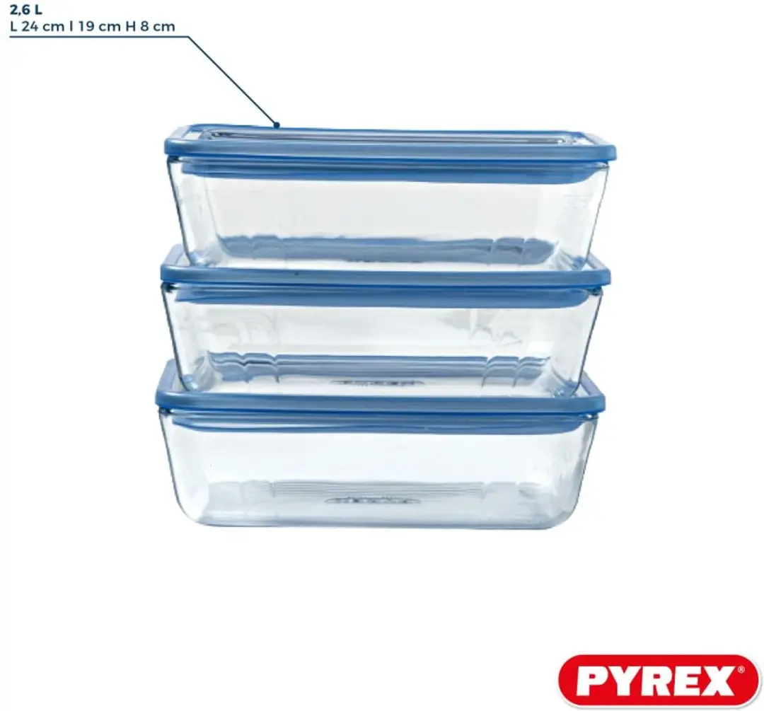 PYREX Pure Glass Collection Voedselcontainer 1,5L - Set van 3