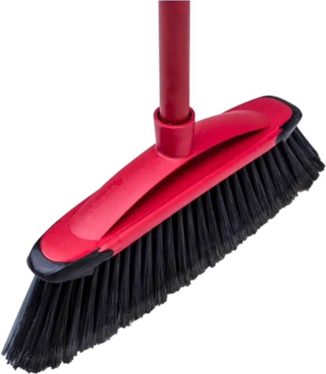 Vileda Master 2-in-1 Bezemborstel met steel - Rood/Zwart/Grijs