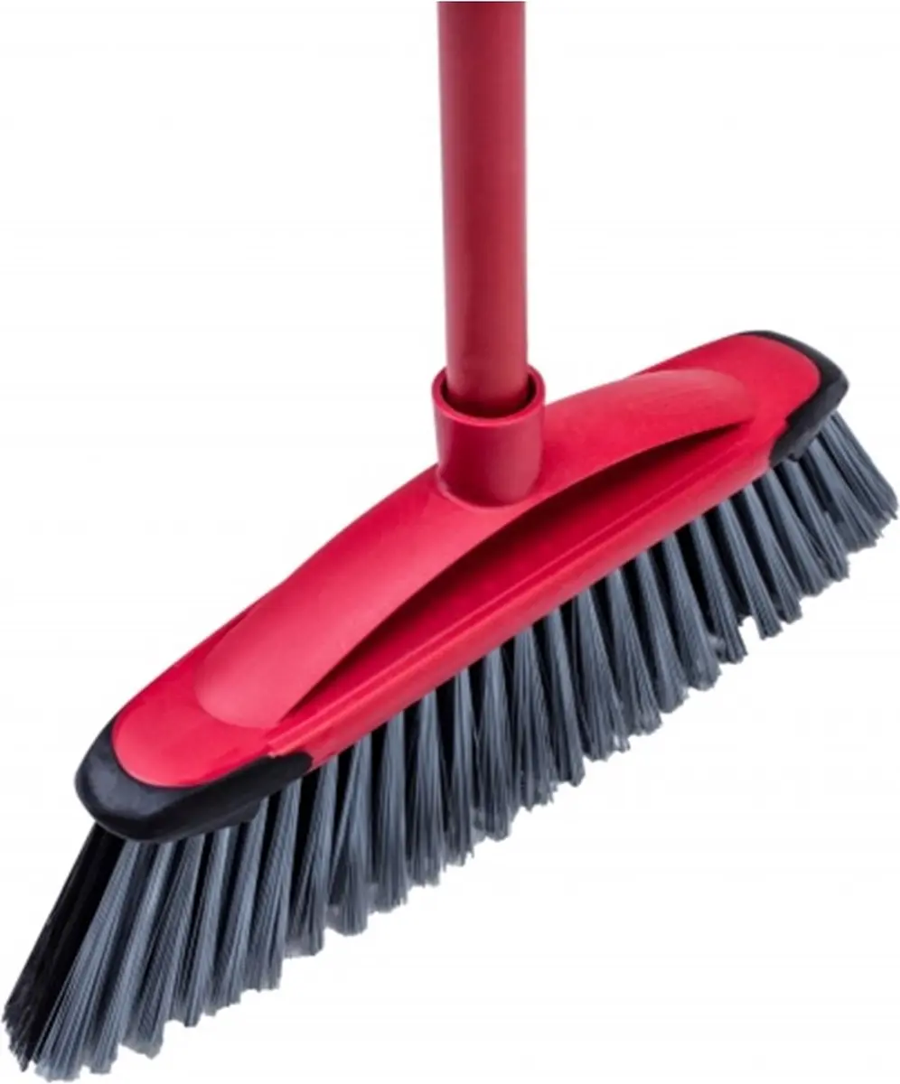 Vileda Master 2-in-1 Bezemborstel met steel - Rood/Zwart/Grijs