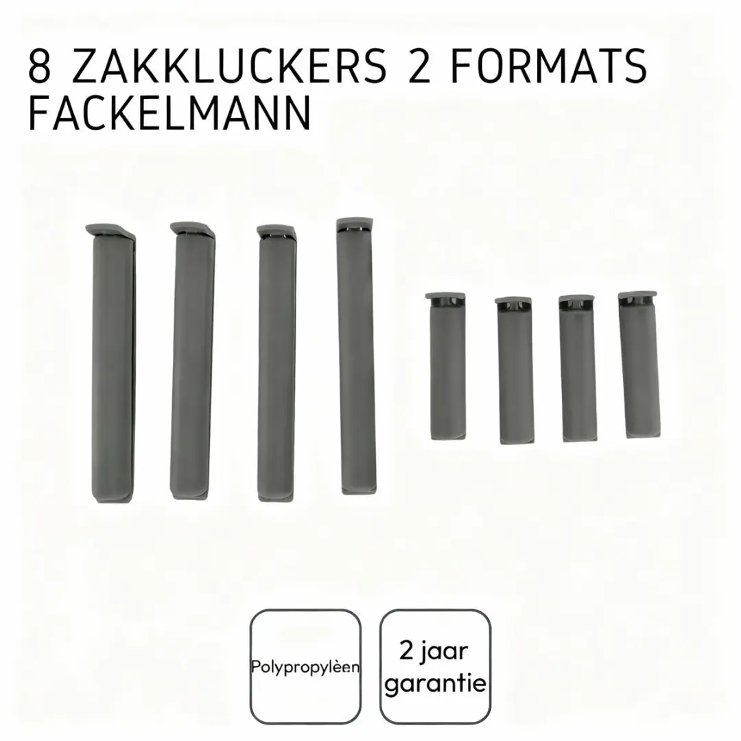 Fackelmann Tecno Zaksluitclips - 8 Stuks (4x klein/groot)