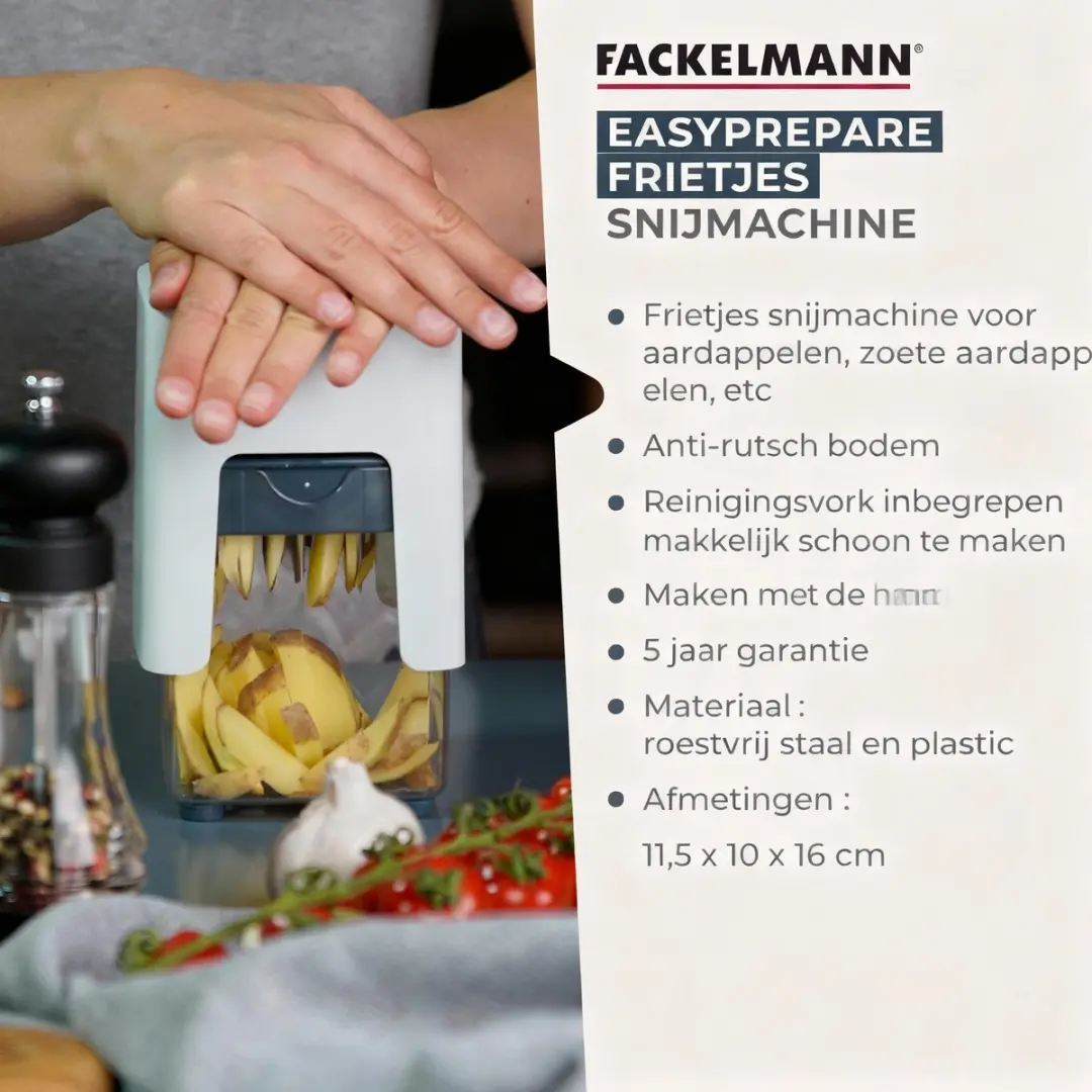 Fackelmann Easy Prepare Handmatige Frietsnijder - Wit/Grijs