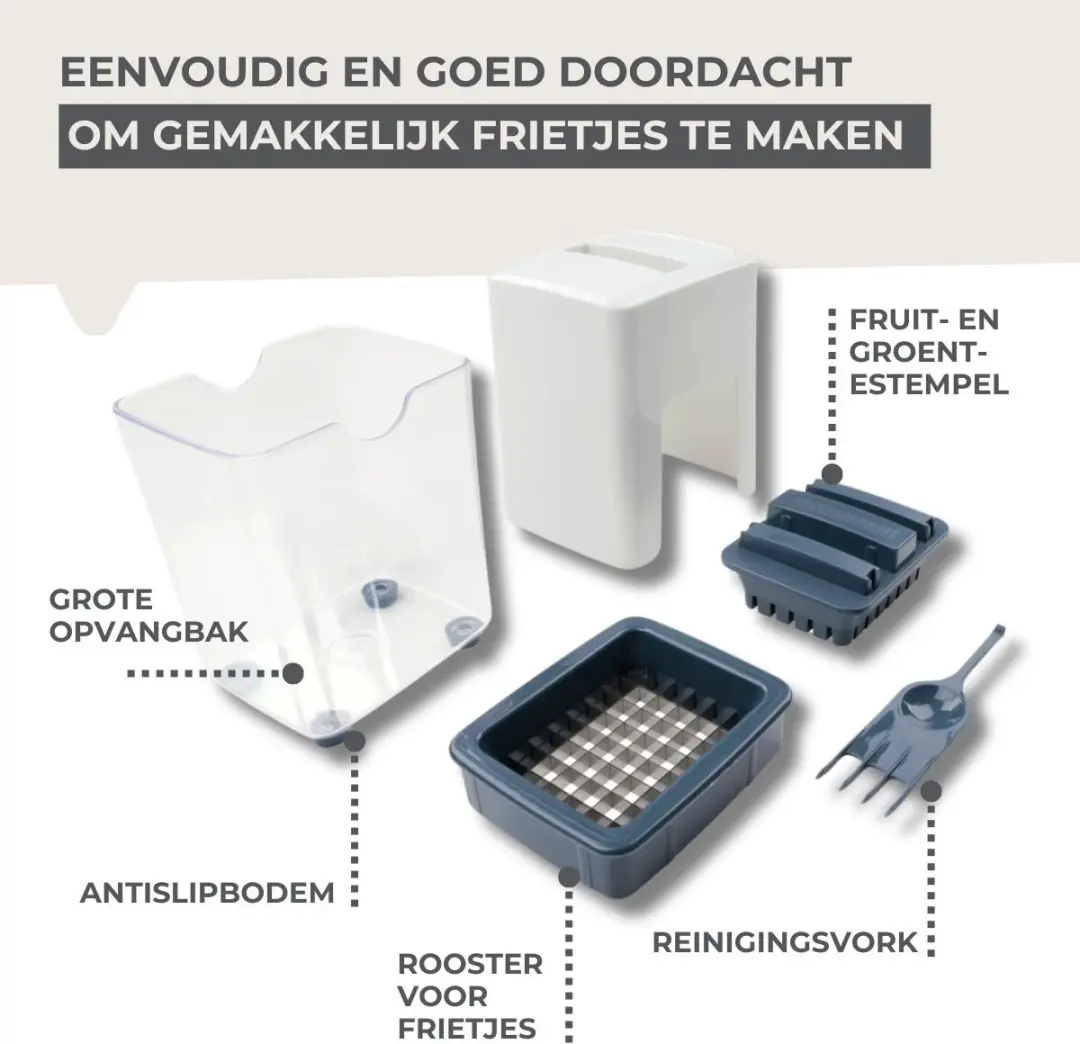 Fackelmann Easy Prepare Handmatige Frietsnijder - Wit/Grijs