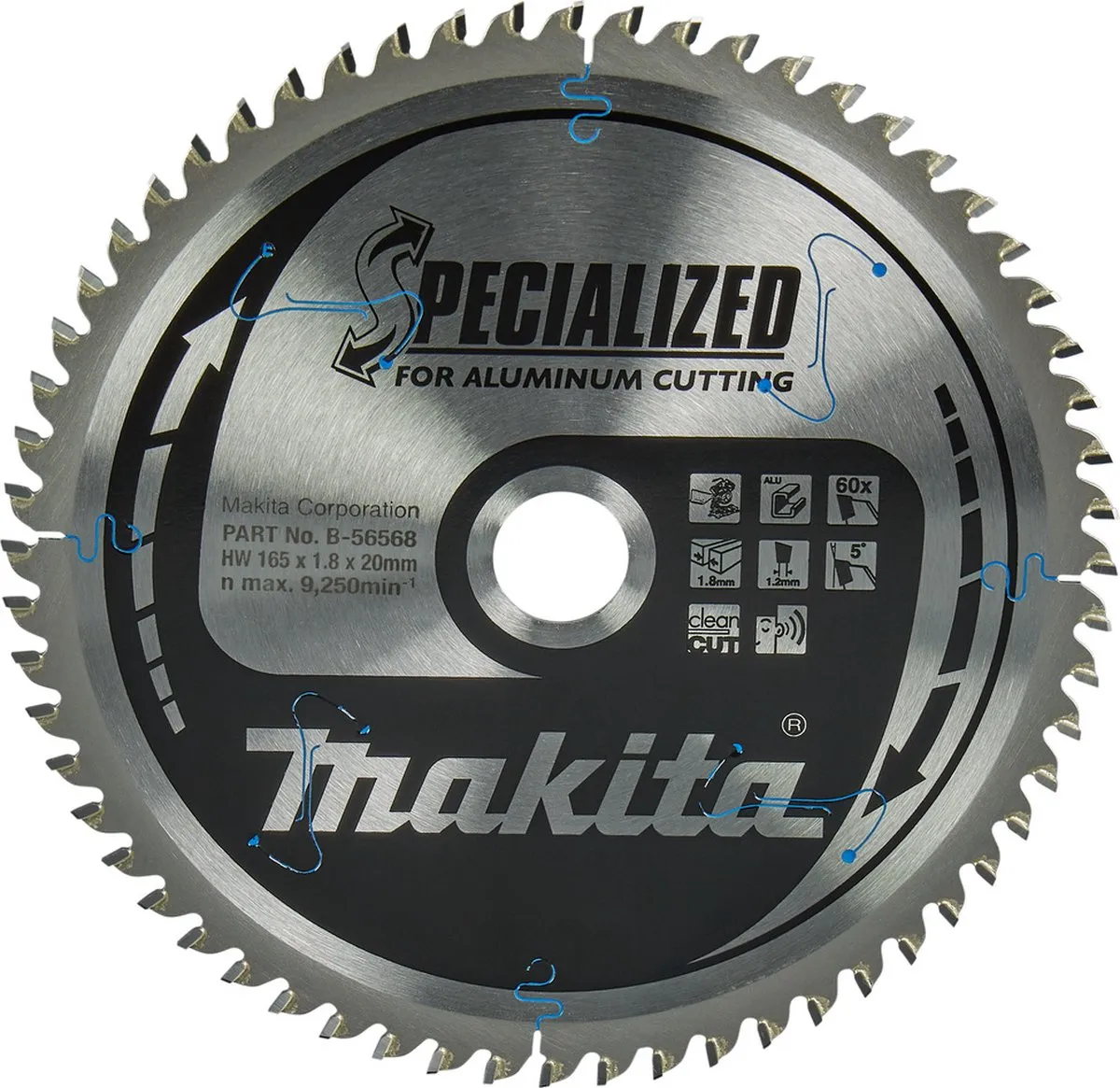Makita B-56568 Afkortzaagblad Aluminium 165mm 60T