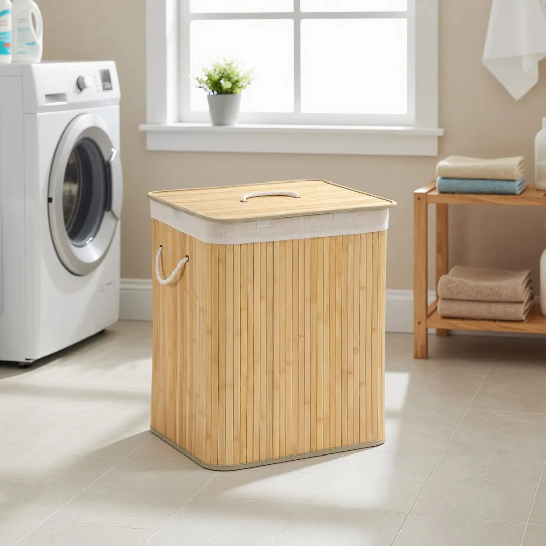 Songmics Wasmand LCB014Y01V1 - 120L - 2 Vakken - Bamboe