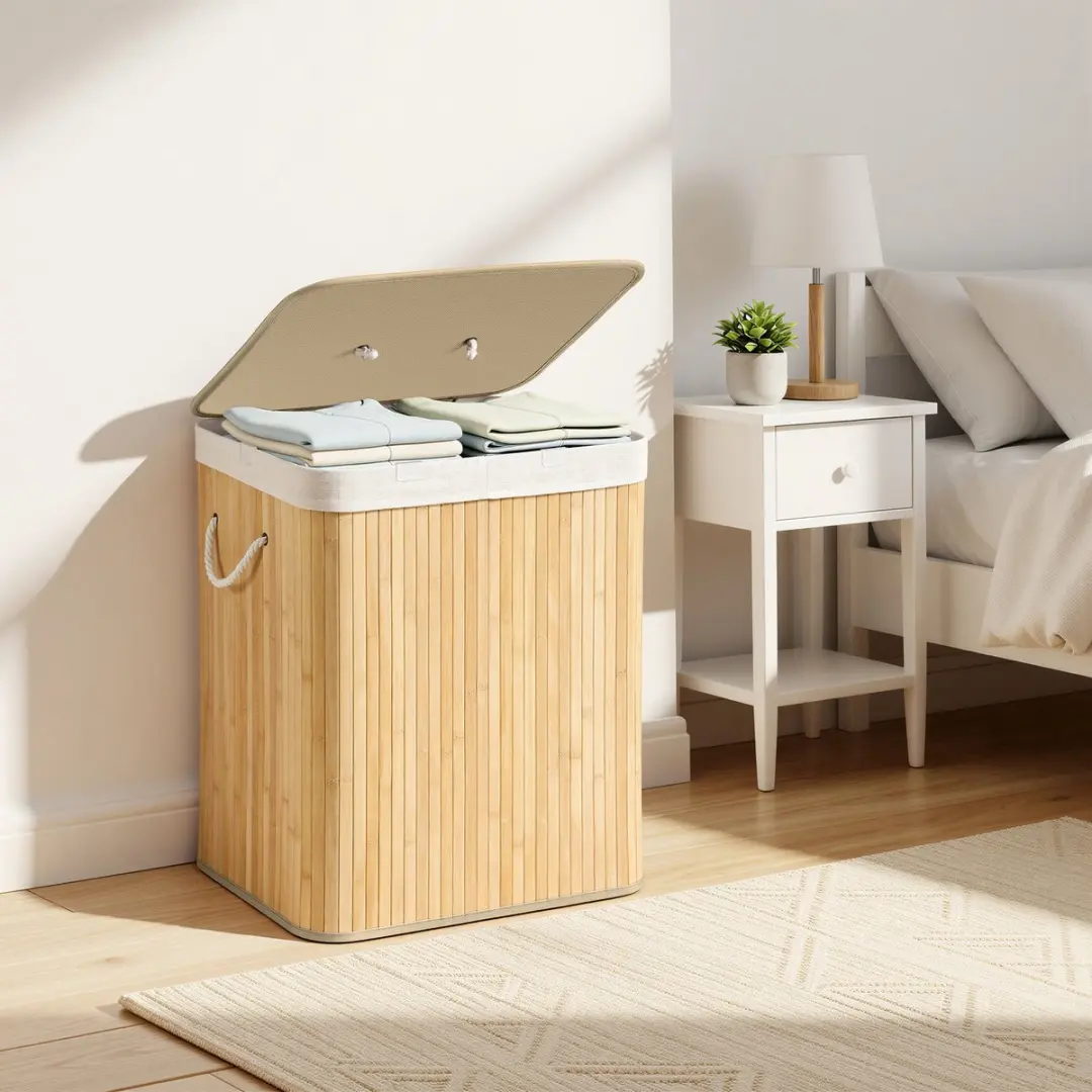 Songmics Wasmand LCB014Y01V1 - 120L - 2 Vakken - Bamboe