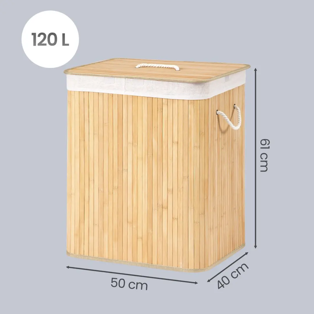 Songmics Wasmand LCB014Y01V1 - 120L - 2 Vakken - Bamboe