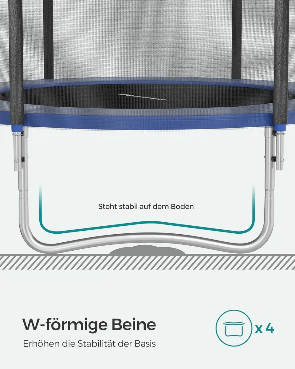 Songmics Trampoline Ø244cm - Veiligheidsnet - Zwart/Blauw