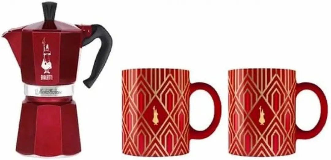Bialetti Déco Glamor Moka Express 0,27L - 6 Kopjes - Blauw/Rood/Wit