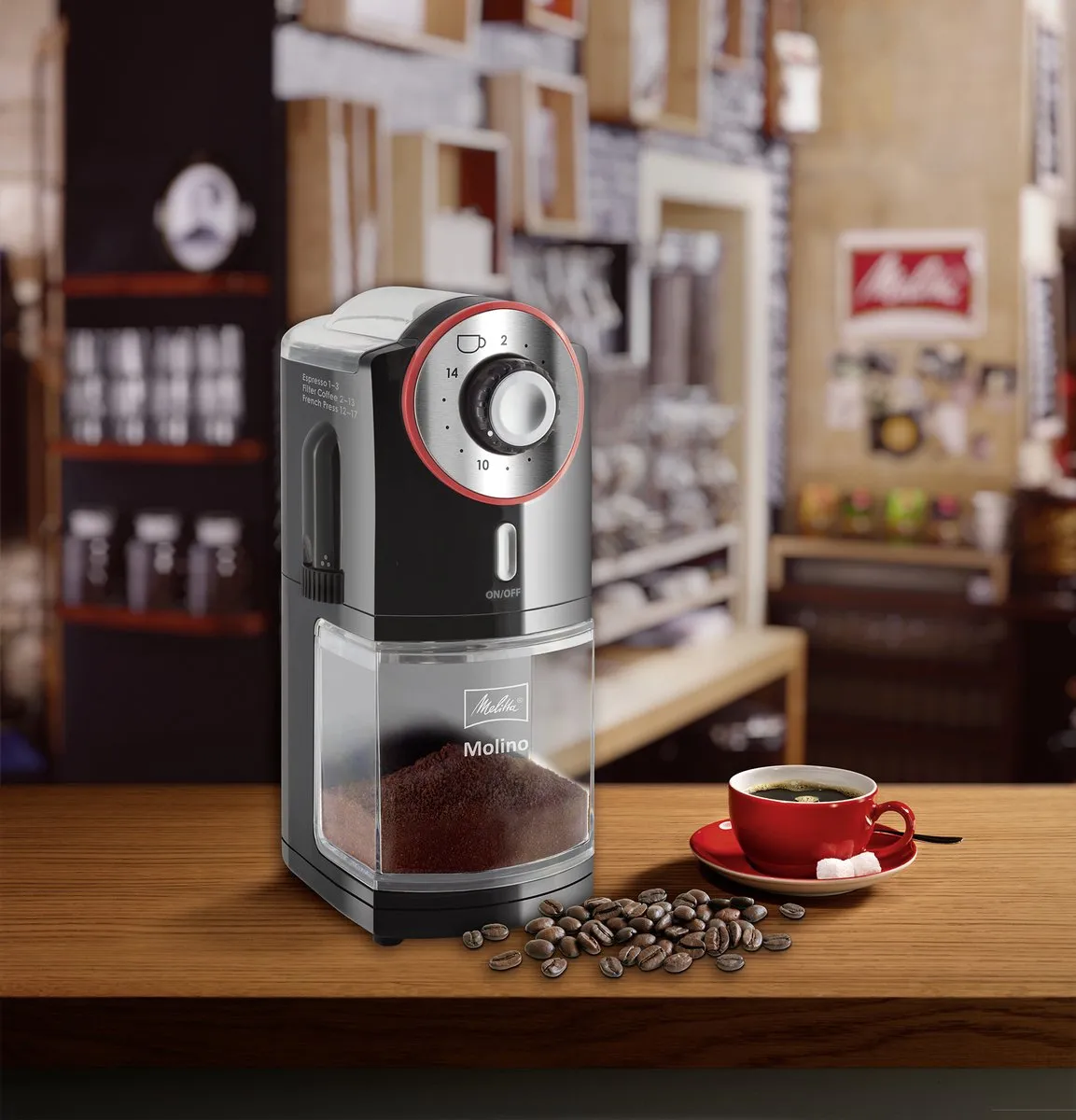 Melitta Molino 1019-01 Koffiemolen - 100W - 200g - Rood
