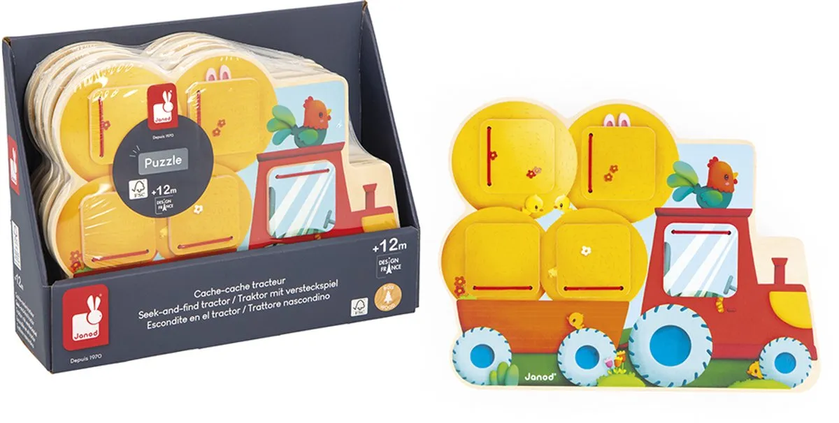 Janod Tractor Met Luikjes 11.7128 - Multicolor