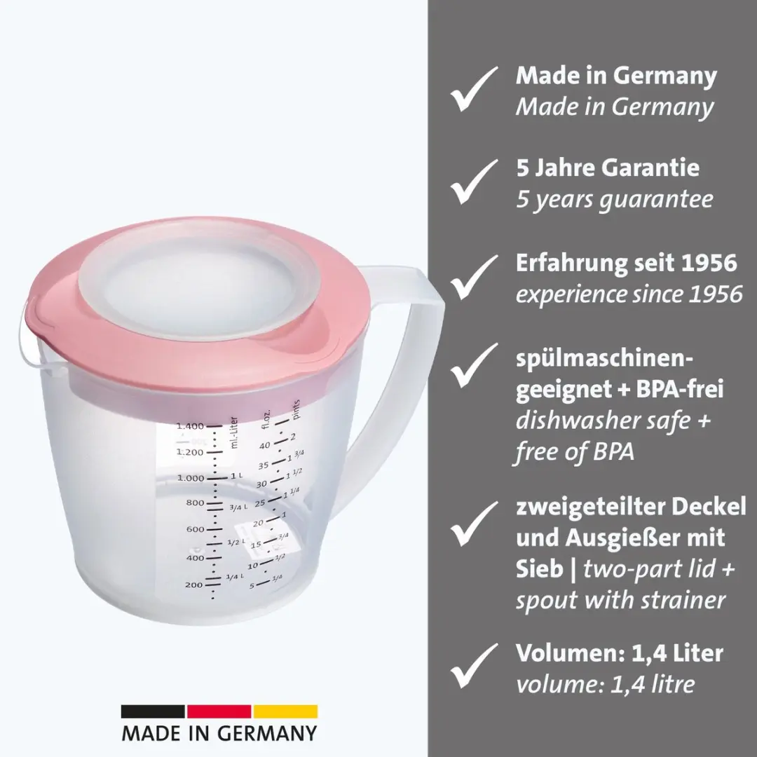 Westmark Beslagkom Helena 1,4L - Dekseltuit - Roze/Doorzichtig