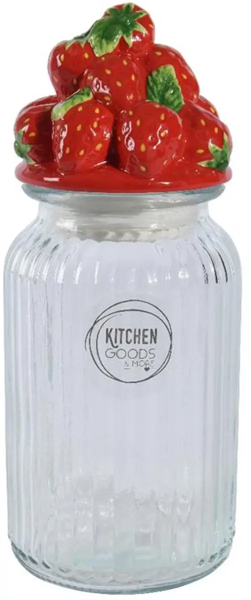 Decoris Voorraadpot Aardbei 26,5cm - 1500ml - Glas