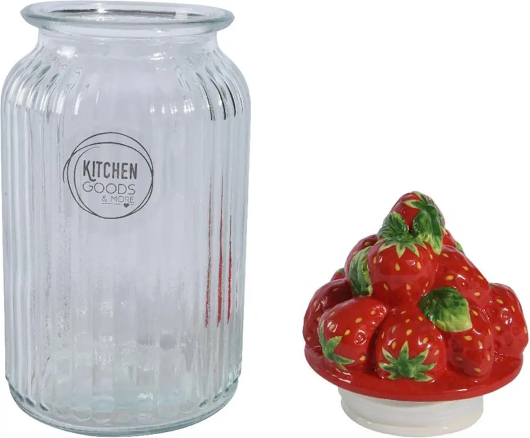Decoris Voorraadpot Aardbei 26,5cm - 1500ml - Glas