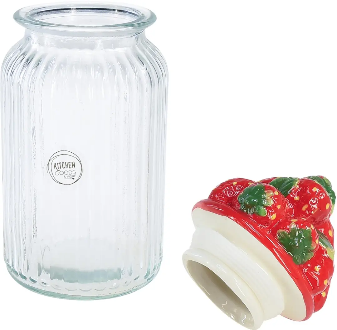 Decoris Voorraadpot Aardbei 26,5cm - 1500ml - Glas
