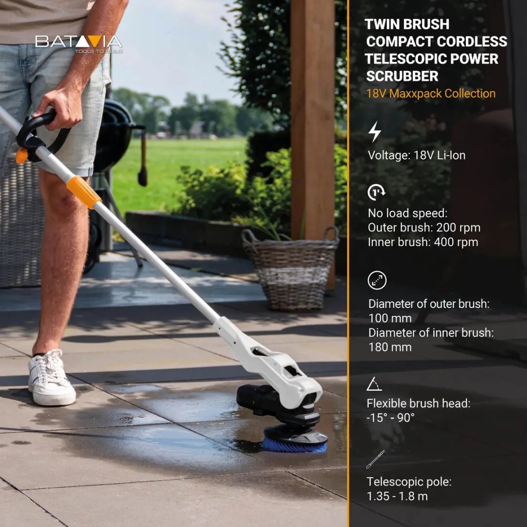 Batavia 18V Twin Brush Compact Telescopische Accu Reinigingsborstel 7064924 - 2.0Ah - afbeelding 6 van 6