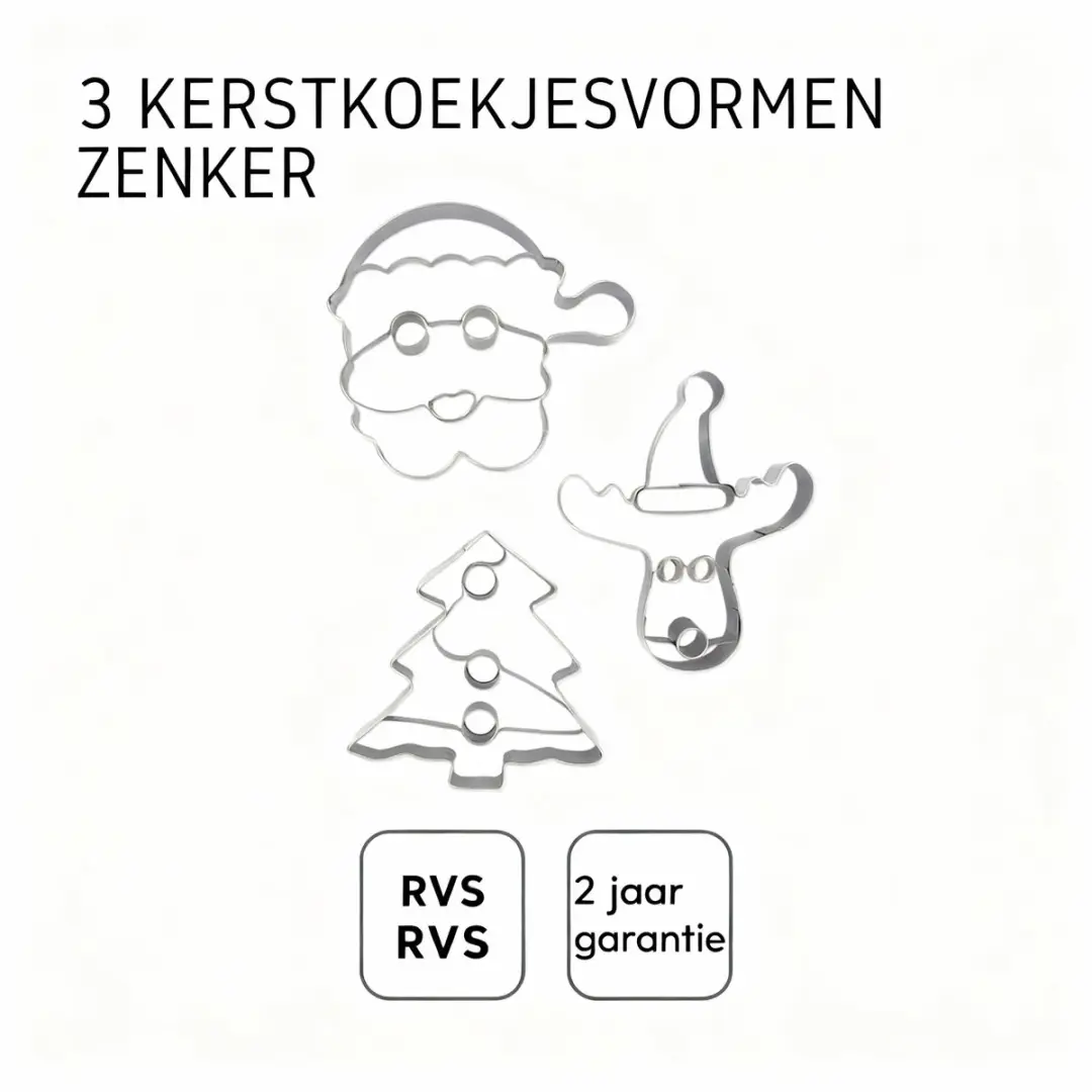 Zenker Kerstuitstekers Set - 3 Stuks - Roestvrij Staal