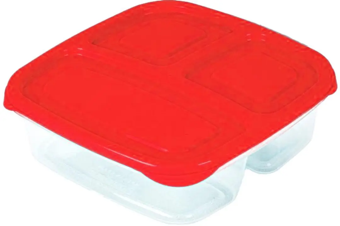 Excellent Houseware Vershoudbakje 3-vaks - 1,2L - Rood - 2 Stuks