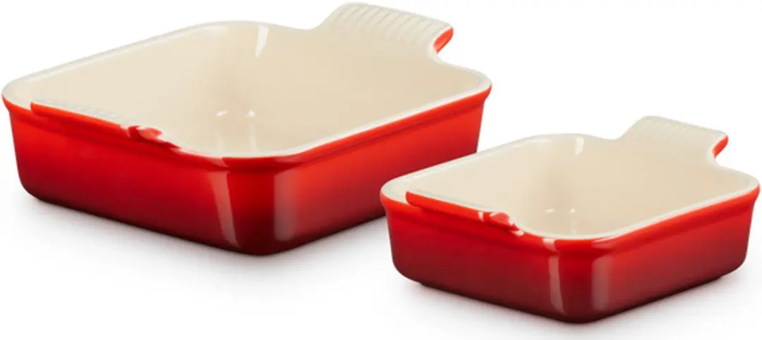 Le Creuset Ovenschaal Vierkant - 2 Stuks - Kersenrood