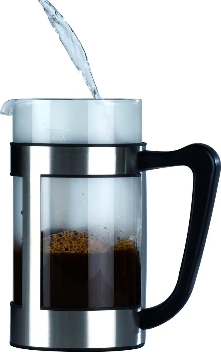 Alpina Cafetière 1L - 8 Kopjes - RVS/Glas/Zwart