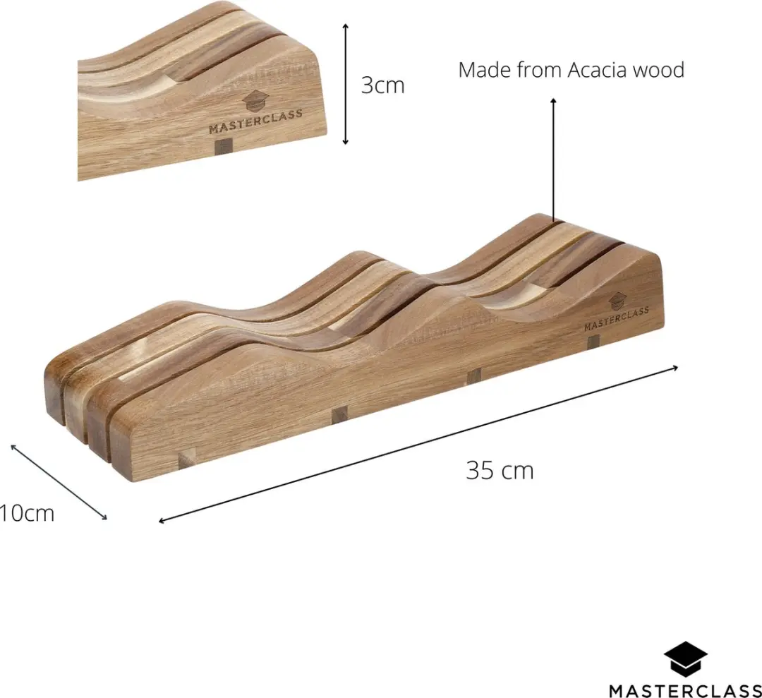 MasterClass Houten Messenblok MCINDRAW - 35x10x5.5cm - Bruin