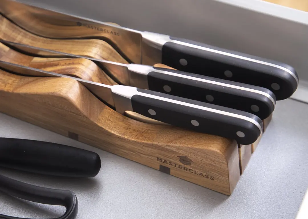 MasterClass Houten Messenblok MCINDRAW - 35x10x5.5cm - Bruin