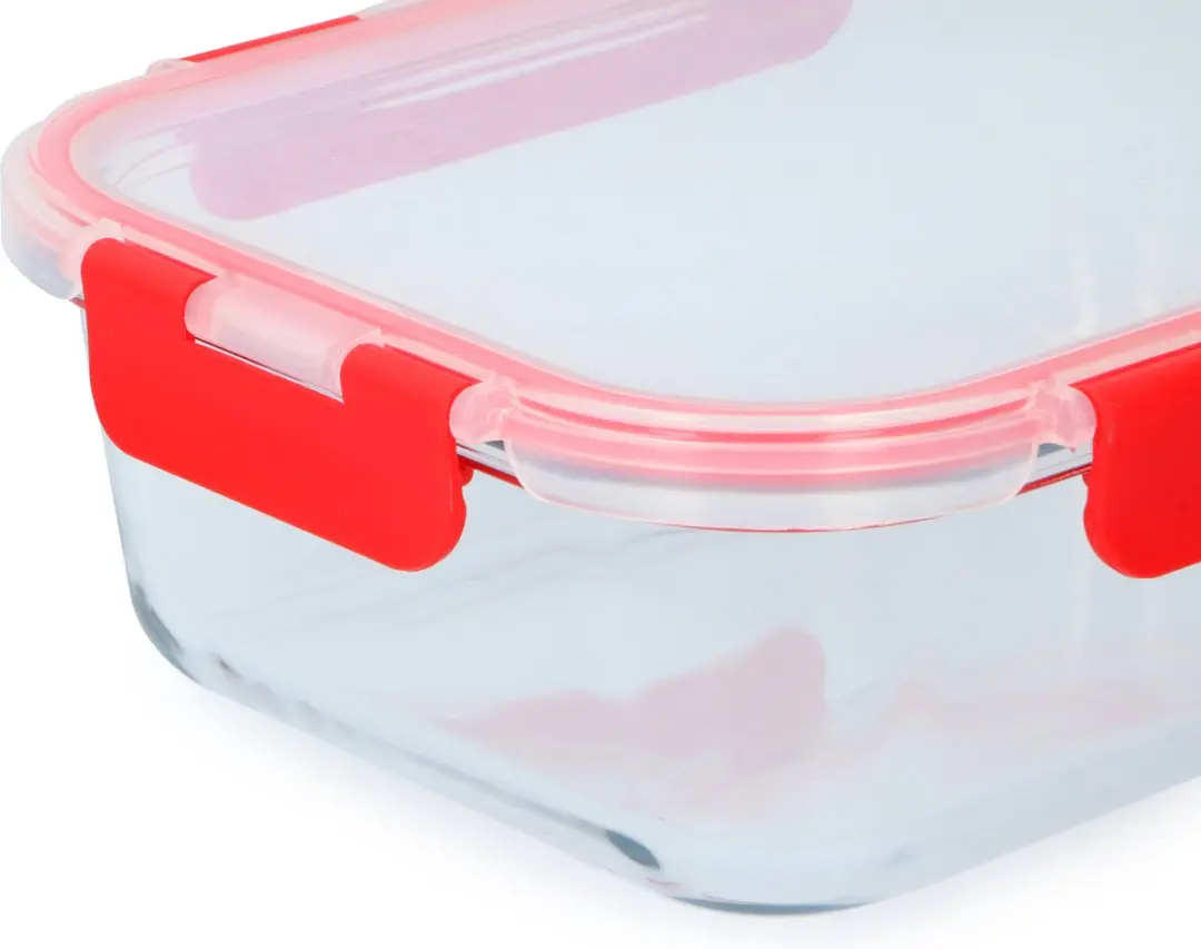 Alpina Vershouddoos Glas 1,5L - 13 Vakken - Boterhammen - Rood/Transparant