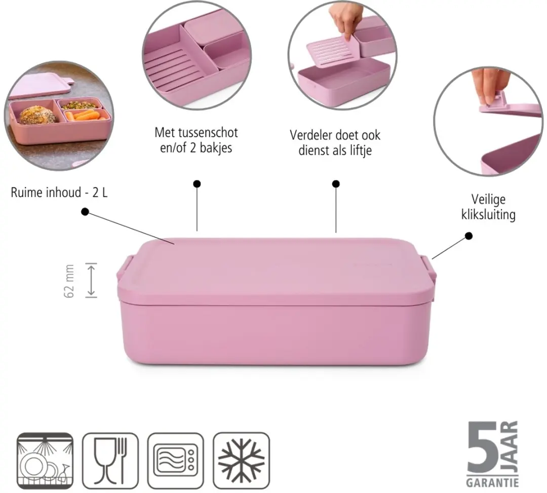 Brabantia Make & Take Bento Lunchbox Large 2L - Lilac Pink
