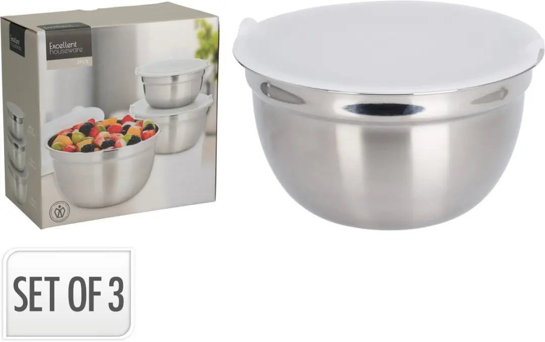 Excellent Houseware RVS Schalenset 3-delig - 19cm - Zilver