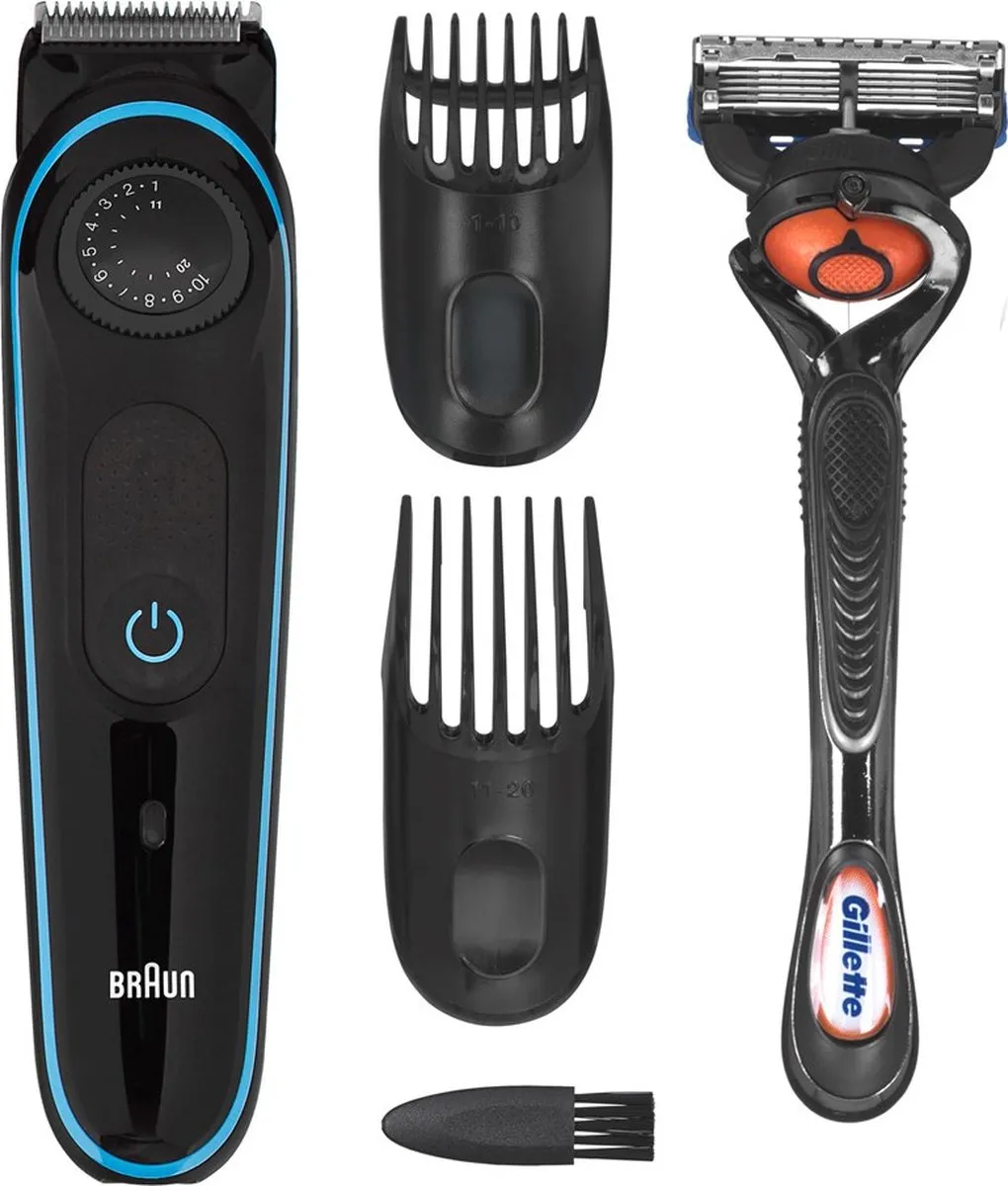 Braun BT3240 Baardtrimmer - Nat/Droog - 4 Opzetstukken - Zwart/Blauw